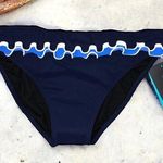 Profile by Gottex Fiesta Fold Over Ruffle Bikini Bottom Navy 8 NWT Photo 0