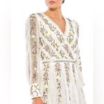 Mac Duggal  NEW White Long Sleeve Embroidered Wrap Midi Dress 8 Photo 1