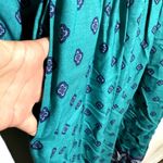 Vintage California Girl Maxi Dress 80s Long Sleeve Belted Turquoise 12 Blue Photo 2