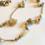 Boho Multi Strand Soft Satin Gold Tone & Neutral Color Beaded Necklace Photo 4