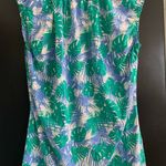 Loft  blue green and white palm print shirt Photo 2