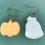 Cute Handmade Mismatch Halloween Pumpkin and Ghost Earrings Orange Photo 1
