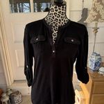 Lauren Ralph Lauren Shirt Women’s LRL Top L 3/4 Roll Tab Sleeve Sz L Black READ Size L Photo 0