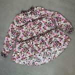 Jane and Delancey Jane and Delancey Floral Ruffle Trim Tiered High Low Tunic Blouse Pink Black Photo 13