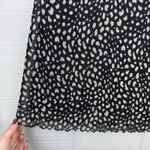 Urban Romantics  Black Spotted Animal Print Midi Skirt Side Slit Lettuce Trim Hem Photo 2