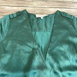 L'Academie Los Angeles Womens Casual Satin Tunic Blouse Emerald Green S SM Small Photo 4