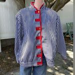 Vintage Joyce Navy Nautical Striped Jacket Medium Blue Size 10 Photo 2
