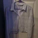 DKNY Light Blue  Cropped Women’s Sport Cozy Collared Sweatshirt Large Photo 0