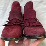 Freda Salvador Burgundy Suede Fringe Chelsea Western Buckle Ankle Boots size 7 Red Photo 5