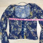 We The Free  Floral Crinkle Long Sleeve Button Up Cropped Top Medium Photo 6