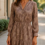 MNG Mango Suits Women's Animal Print Sheer Layered Dress Size 4 Photo 0