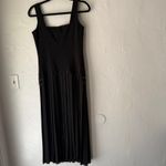 STAL Vintage Black Midi Dress 6 Pleated Skirt Beaded Hem Gold Coin Detail USA Photo 10