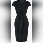 Grace Karin  Black Midi Dress with Tie Front Photo 1