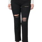 Zenana Outfitters Jeans Womens Size 24 Distressed Straight Raw Hem Cropped Black denim Photo 0