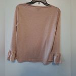J.Crew Women's S Rose Gold Metallic Long Sleeve w/Ruffle Cuffs Pullover Sweater Photo 3