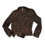 Free People Easy Rider Blouse Leopard Animal Print Sheer Button Down Oversized S Photo 1