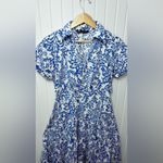 ZARA  OPENWORK EMBROIDERY MIDI White and Blue‎ DRESS Size L Photo 11