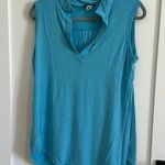 Heimish USA Women's M Sleeveless Polo Tunic Tank Bright Blue Collared Preppy Size M Photo 0