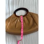 Vintage Tan Smooth Leather Stocko Clutch Purse Handbag Bakelite Lucite Handles Photo 8