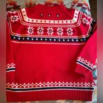 VTG 70s Fair Isle JC Penney Sweater, Size XL Acrylic Red, White & Navy Blue Red Photo 13