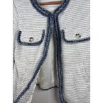 Liverpool  Los Angeles Small Collarless Tweed Jacket White‎ Blue Frayed Edge Photo 6