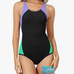 One piece leak guard period swimsuit in black Purple Size XS Photo 5