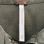 Free People Off Campus Shirt Womens XS Moss Green Tencel Metallic Boho Utility Photo 12