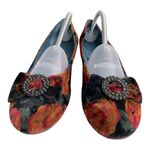 VIA SPIGA Velvet Floral Ballet Flats Bow Rhinestone Accent
Slip On US 10M Orange Size 10 Photo 1