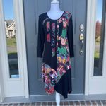 Parsley & Sage Artsy Patchwork Stripe Boho Jersey Dress Women’s Size Medium Black Photo 2