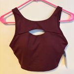 Marika Keyhole Cut Out Rose Sports Bra Removable Pads Maroon Red Womens S NWT Photo 2