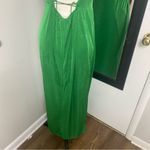 Wild Fable GREEN METALLIC LACE UP BACK MAXI DRESS WITY SIDE SPLIT STRETCHY SEXY Photo 8