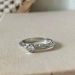Bezel Silver Knife Edge Diamond Ring Vintage “Tamsin” Inset Simple Stacking Jewelry Photo 2