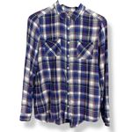 Caslon Shirt Women Plaid Cotton Viscose Size Small Long Sleeve Blue White Red Photo 1