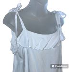 Daniel Cremieux White Ruffle Tie Shoulder Tank Top Size Large Photo 2