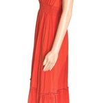 Monteau Linen Rayon Blend  Orange Cap Ruffle Sleeve Midi Maxi Dress Womens Small Photo 3