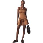 Anthropologie NWT Maeve Drop Waist Open Back Brown Mini Dress Boho Chic Size XS Photo 2