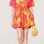 Farm Rio ombré summer garden Vibrant Orange and Pink Floral Dress NEW Photo 6