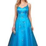 Alyce Designs Blue Sleeveless Ball Gown 4 Beaded Formal Sweet 16 Quinceañera Photo 0