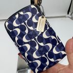 Coach Signature C Monogram Wristlet Pouch Navy Blue White Cosmetic Clutch Photo 2