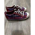 Coach  Barrett Plaid Red &‎ Purple Patent Leather Sneaker Women's Size 7.5 Photo 4