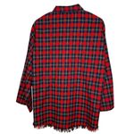 UMGEE Red Navy Yellow Plaid Frayed Hem Long Sleeve‎ Button Up Shirt Women Sz M Size M Photo 1