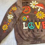 Gildan  Heavy Blend Self Love Club Hoodie Womens‎ Medium Brown Tie Dye Hippie Boh Photo 3