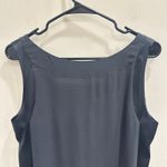 Eileen Fisher  Gray Black Silk Georgette Satin Sleeveless Shift Dress Small Luxe Photo 8