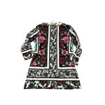 Melissa Paige Floral Print Tunic Top Womens L V-Neck Stretch Casual w/ Necklace Photo 5
