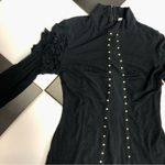 Dzhavael Couture Stretchy Mini Dress Long Sleeve Studded Beaded Unique European Black Size 10 Photo 6