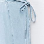 ZARA Dress Denim Jeans Light Blue Midi Maxi Waist Tie Wrap Lightweight Casual Photo 6