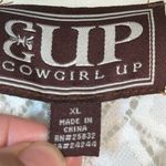 Cowgirl Up Embroider Cream S/S Western Wild West Lace Shirt Size XL EUC #1040 Photo 7
