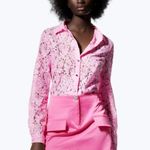 ZARA NWOT MINI SKIRT WITH FLAPS Rhinestone Button Bubble Gum Small Photo 1