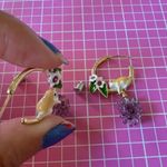 ALDO  earrings gold tone open loops Weasal stealing grapes drops Photo 2