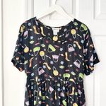 Coldwater Creek  Black Square Neck Novelty Shoes Purse 90s Tie Back Midi Dress LP Photo 1